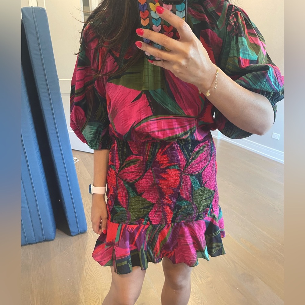 Farm Rio midnight leaves dress